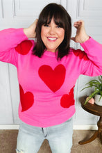 Load image into Gallery viewer, Cupid's Arrow Pink & Red Heart Jacquard Sweater