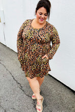 Load image into Gallery viewer, Mocha Leopard Long Sleeve Babydoll Dress