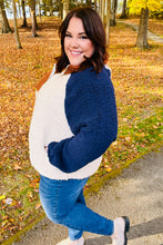 Load image into Gallery viewer, Seize The Day Navy & Taupe Quarter Zip Sherpa Pullover