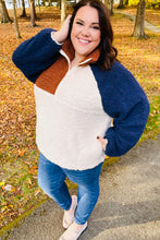 Load image into Gallery viewer, Seize The Day Navy & Taupe Quarter Zip Sherpa Pullover
