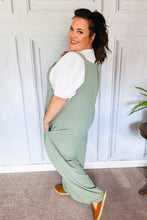 Load image into Gallery viewer, Move On Over Sage Wide Leg Suspender Overall Jumpsuit