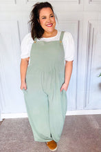 Load image into Gallery viewer, Move On Over Sage Wide Leg Suspender Overall Jumpsuit