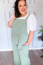 Load image into Gallery viewer, Move On Over Sage Wide Leg Suspender Overall Jumpsuit