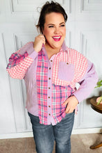 Load image into Gallery viewer, Everyday Bliss Pink & Navy Plaid Color Block Button Down Top