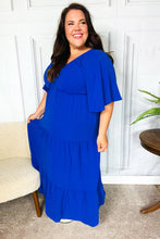 Load image into Gallery viewer, Live For Today Royal Blue Elastic V Neck Tiered Maxi Dress