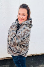 Load image into Gallery viewer, Call For You Grey Aztec Half Zip High Neck Hoodie