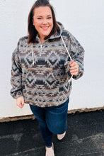 Load image into Gallery viewer, Call For You Grey Aztec Half Zip High Neck Hoodie