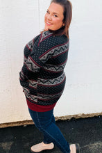 Load image into Gallery viewer, All Class Burgundy Holiday Print Button Cardigan