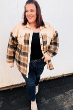 Load image into Gallery viewer, Adorable Taupe Corduroy & Plaid Sherpa Button Jacket