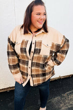 Load image into Gallery viewer, Adorable Taupe Corduroy & Plaid Sherpa Button Jacket
