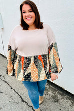Load image into Gallery viewer, All I AskTaupe Boho Patchwork Print Babydoll Top
