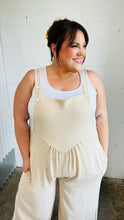 Load image into Gallery viewer, Taupe Wide Leg Suspender Overall Jumpsuit