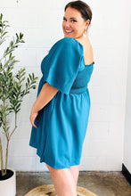 Load image into Gallery viewer, Feeling Playful Teal Smocked Flutter Sleeve Romper