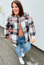 Load image into Gallery viewer, All On You Black & Burnt Orange Flannel Button Down Shacket