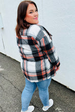 Load image into Gallery viewer, All On You Black & Burnt Orange Flannel Button Down Shacket