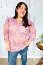 Load image into Gallery viewer, Crazy For You Mauve Lace Embroidered V Neck Top