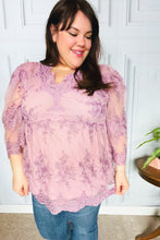 Load image into Gallery viewer, Crazy For You Mauve Lace Embroidered V Neck Top