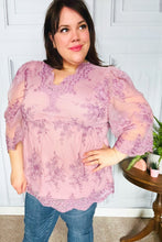 Load image into Gallery viewer, Crazy For You Mauve Lace Embroidered V Neck Top