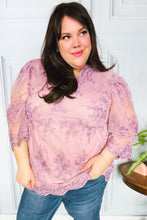 Load image into Gallery viewer, Crazy For You Mauve Lace Embroidered V Neck Top