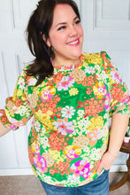 Load image into Gallery viewer, All For You Green Floral Print Frill Smocked Top