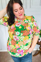 Load image into Gallery viewer, All For You Green Floral Print Frill Smocked Top