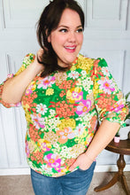 Load image into Gallery viewer, All For You Green Floral Print Frill Smocked Top