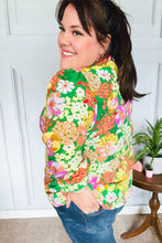 Load image into Gallery viewer, All For You Green Floral Print Frill Smocked Top
