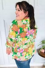 Load image into Gallery viewer, All For You Green Floral Print Frill Smocked Top