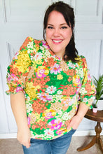 Load image into Gallery viewer, All For You Green Floral Print Frill Smocked Top