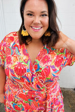 Load image into Gallery viewer, Vibrant Multicolor Floral Print Surplice Romper
