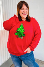 Load image into Gallery viewer, More The Merrier Red Sequin Christmas Tree Hacci Top