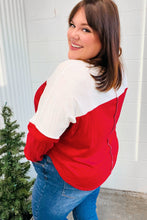 Load image into Gallery viewer, Festive Red & White Drop Shoulder Outseam Color Block Top