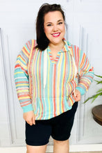 Load image into Gallery viewer, Be Bold Mint Multicolor Stripe Pullover Notched Hoodie