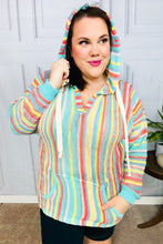 Load image into Gallery viewer, Be Bold Mint Multicolor Stripe Pullover Notched Hoodie