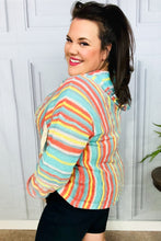 Load image into Gallery viewer, Be Bold Mint Multicolor Stripe Pullover Notched Hoodie