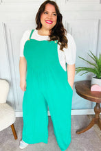 Load image into Gallery viewer, Summer Dreaming Emerald Wide Leg Suspender Overall Jumpsuit