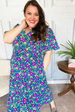 Load image into Gallery viewer, Eyes On You Navy Neon Floral Smocked Waist Maxi Dress