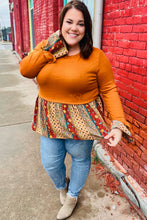 Load image into Gallery viewer, Autumn Days Rust Babydoll Paisley Bell Sleeve Top