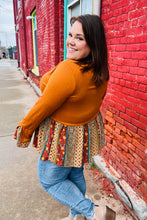 Load image into Gallery viewer, Autumn Days Rust Babydoll Paisley Bell Sleeve Top