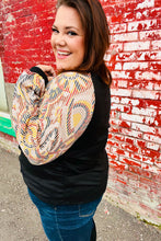 Load image into Gallery viewer, A Piece of Me Black Abstract Print Textured Bubble Sleeve Top