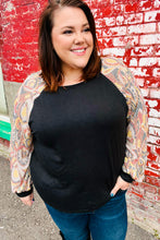 Load image into Gallery viewer, A Piece of Me Black Abstract Print Textured Bubble Sleeve Top