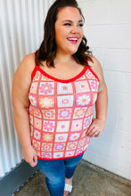 Load image into Gallery viewer, Coral Flower Power Waffle Knit Sleeveless Top