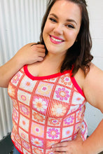 Load image into Gallery viewer, Coral Flower Power Waffle Knit Sleeveless Top
