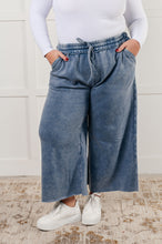 Load image into Gallery viewer, In or Out Wide Leg Cropped Pants in Dusty Blue