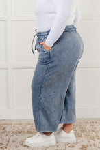Load image into Gallery viewer, In or Out Wide Leg Cropped Pants in Dusty Blue