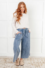 Load image into Gallery viewer, In or Out Wide Leg Cropped Pants in Dusty Blue