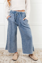 Load image into Gallery viewer, In or Out Wide Leg Cropped Pants in Dusty Blue