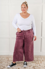 Load image into Gallery viewer, In or Out Wide Leg Cropped Pants in Eggplant