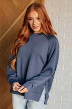 Load image into Gallery viewer, It's The Little Things Relaxed Scuba Pullover in Blue Indigo