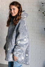Load image into Gallery viewer, Kids Oversized Hoodie Blanket in Grey Stars
